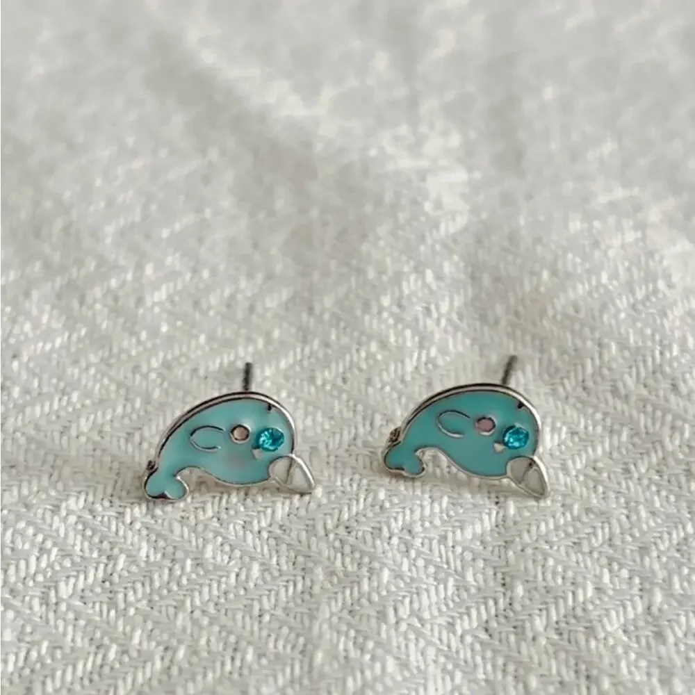 925 Silver Enamel Earrings- mini